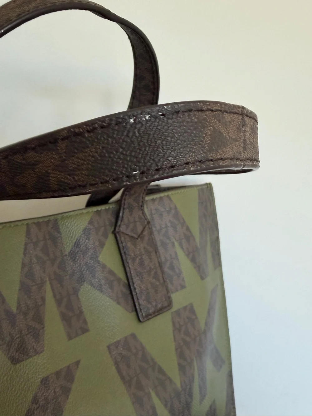 Michael Kors Kenly Large Graphic Logo Tote Army Green Brown Crossbody